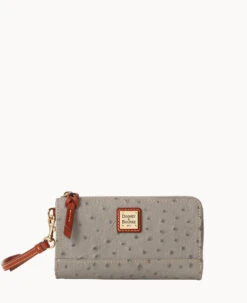 Ostrich Folded Zip Wristlet Cognac -Dooney & Bourke W0177G OTGYPATN