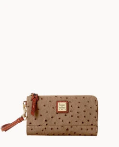 Ostrich Folded Zip Wristlet Cognac -Dooney & Bourke W0177G OTMSPATN