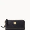Saffiano Folded Zip Wristlet Black