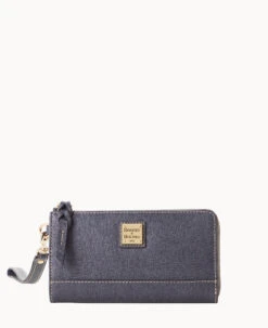 Saffiano Folded Zip Wristlet Black -Dooney & Bourke W0177G SIDYSIDY