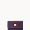 Pebble Grain Flap Wallet Plum Wine