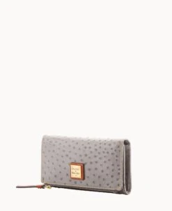 Ostrich Foldover Wallet Grey Tan 29 Ostrich Foldover Wallet Grey Tan -Dooney & Bourke W0219G OTGYPATN0002 ALT1 1