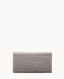 Ostrich Foldover Wallet Grey Tan 31 Ostrich Foldover Wallet Grey Tan -Dooney & Bourke W0219G OTGYPATN0002 ALT3 1