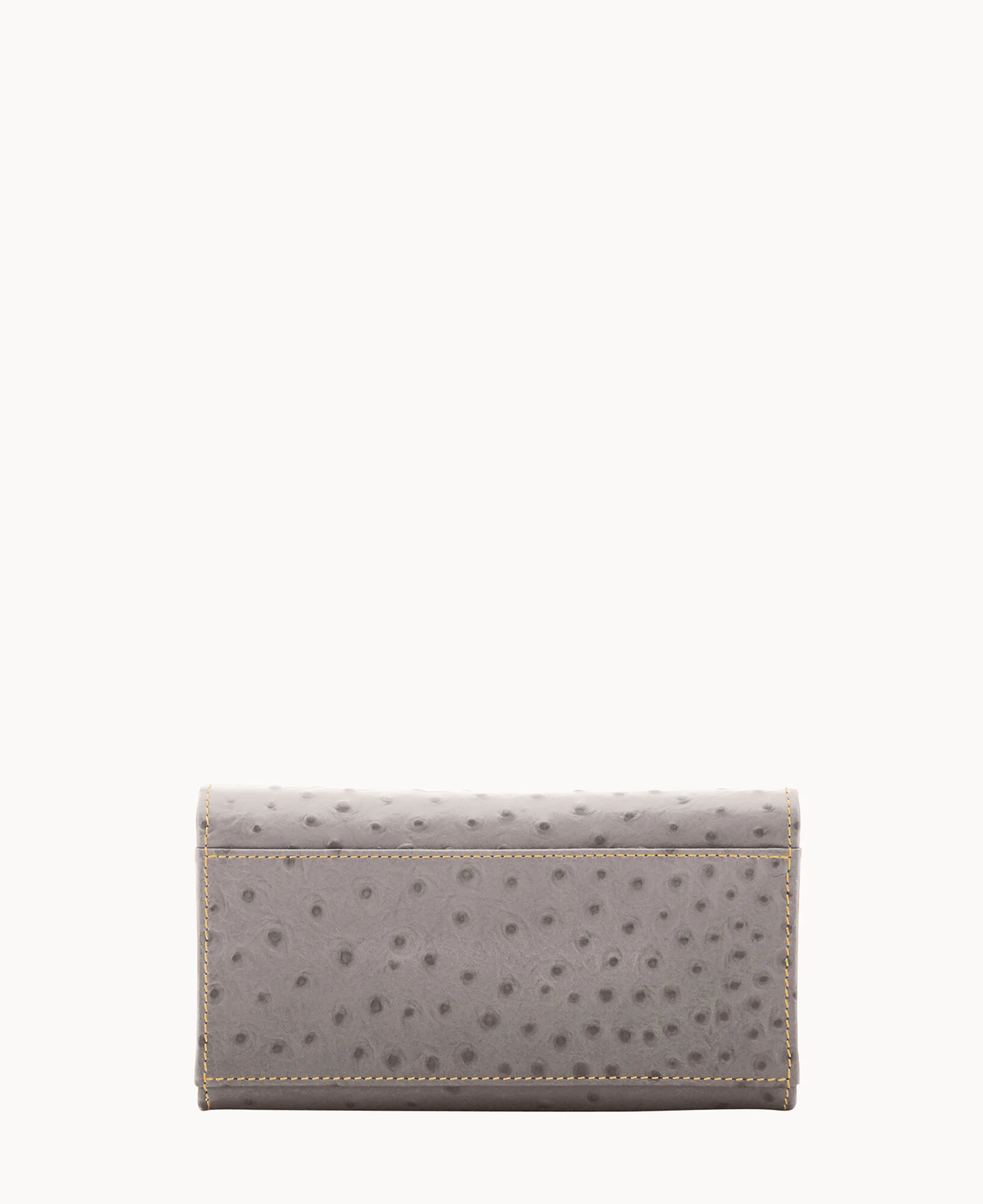 Ostrich Foldover Wallet Grey Tan 4 Ostrich Foldover Wallet Grey Tan - Image 4