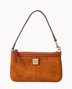 Suede Large Slim Wristlet Amber
