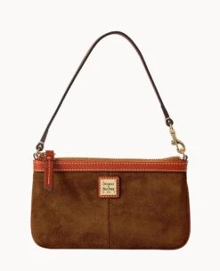 Suede Large Slim Wristlet Amber -Dooney & Bourke W0312G SUBNPATN