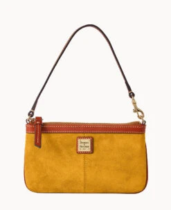 Suede Large Slim Wristlet Amber -Dooney & Bourke W0312G SUCHPATN