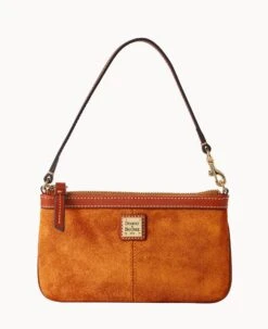 Suede Large Slim Wristlet Amber -Dooney & Bourke W0312G SUHNPATN
