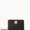 Ostrich Medium Zip Around Wallet Black
