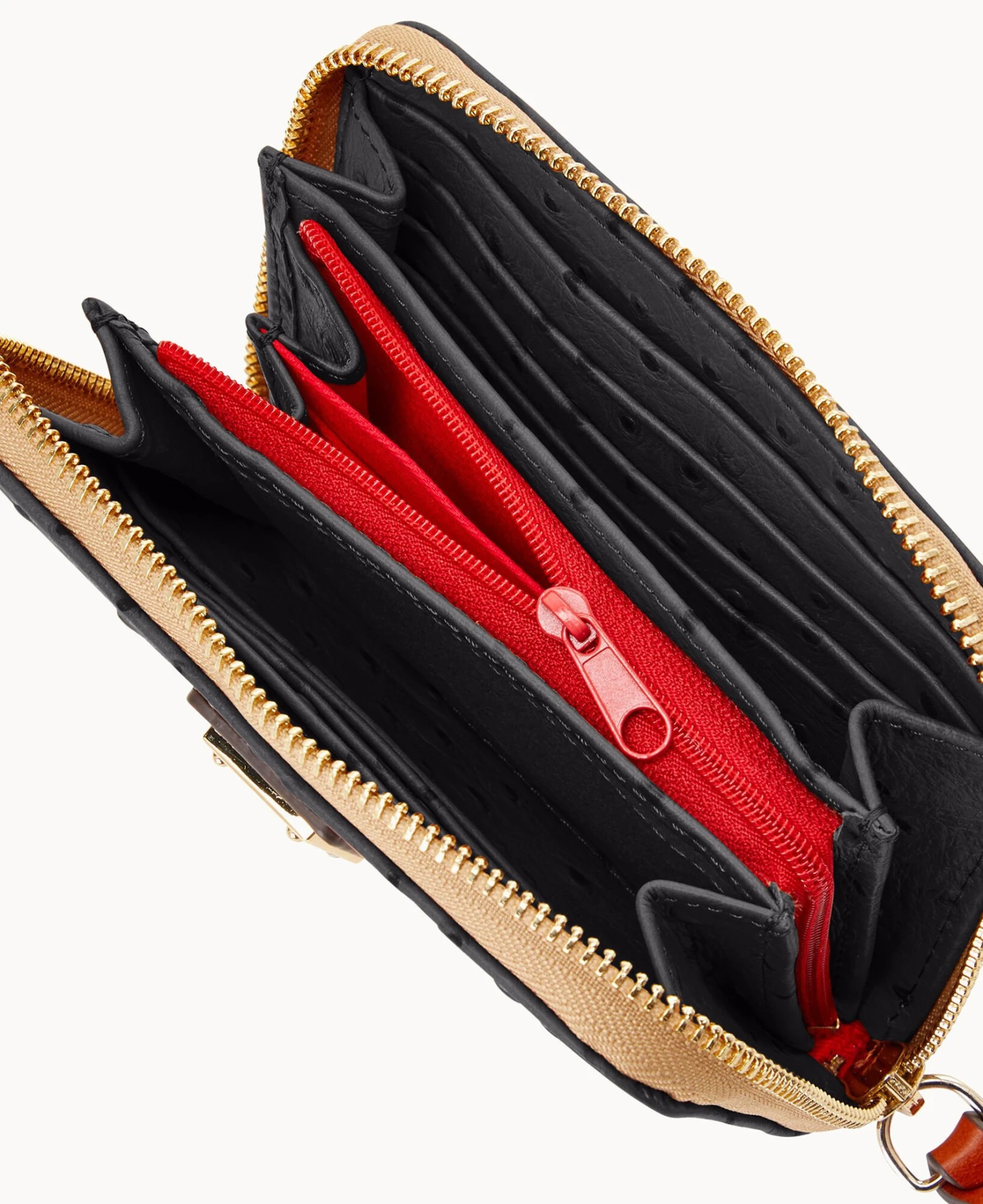 Ostrich Medium Zip Around Wallet Black 6 Ostrich Medium Zip Around Wallet Black - Image 6