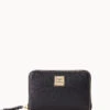Saffiano Medium Zip Around Credit Card Case Black