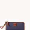 Pebble Grain Zip Clutch Wristlet Midnight Blue