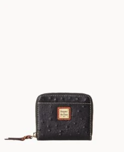 Ostrich Small Zip Around Wallet Black 18 Ostrich Small Zip Around Wallet Black -Dooney & Bourke W0329G OTBLPATN 1