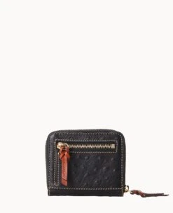 Ostrich Small Zip Around Wallet Black 21 Ostrich Small Zip Around Wallet Black -Dooney & Bourke W0329G OTBLPATN ALT3 1