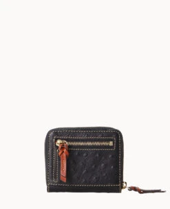 Ostrich Small Zip Around Wallet Black 17 Ostrich Small Zip Around Wallet Black -Dooney & Bourke W0329G OTBLPATN ALT3