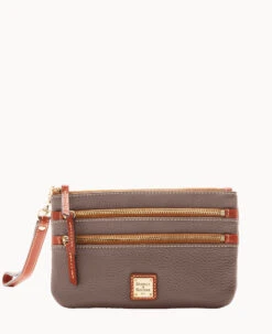 Pebble Grain Triple Zip Wristlet Caramel -Dooney & Bourke W0335G AWELPATN
