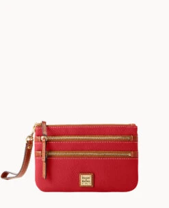 Pebble Grain Triple Zip Wristlet Caramel -Dooney & Bourke W0335G AWRDPATN