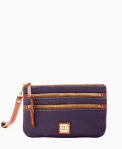 Pebble Grain Triple Zip Wristlet Caramel -Dooney & Bourke W0335G AWXPPATN