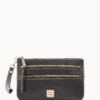 Saffiano Triple Zip Wristlet Black