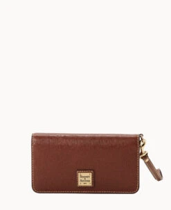Saffiano Fey Phone Wristlet Amber