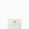 Saffiano Small Flap Credit Card Wallet Off White