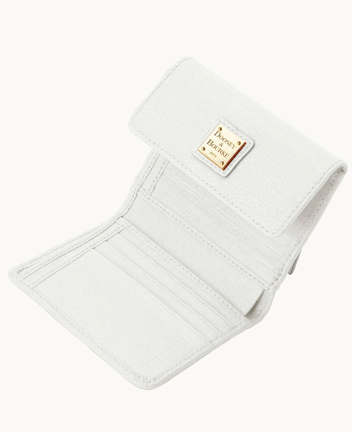 Saffiano Small Flap Credit Card Wallet Off White 7 Saffiano Small Flap Credit Card Wallet Off White - Image 7