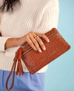 Ostrich Double Zip Wristlet Black -Dooney & Bourke WO0174 ILD lifestyle 1